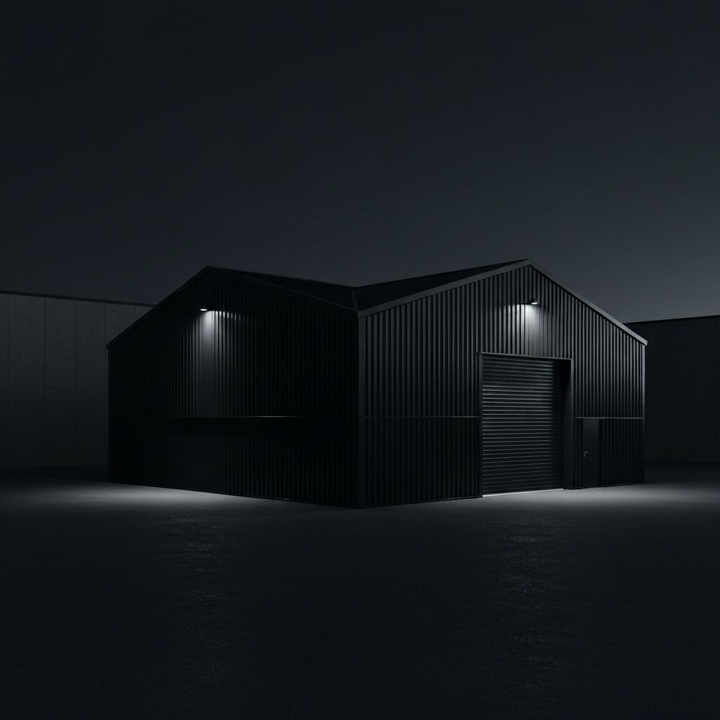 Premium steel building at sunset